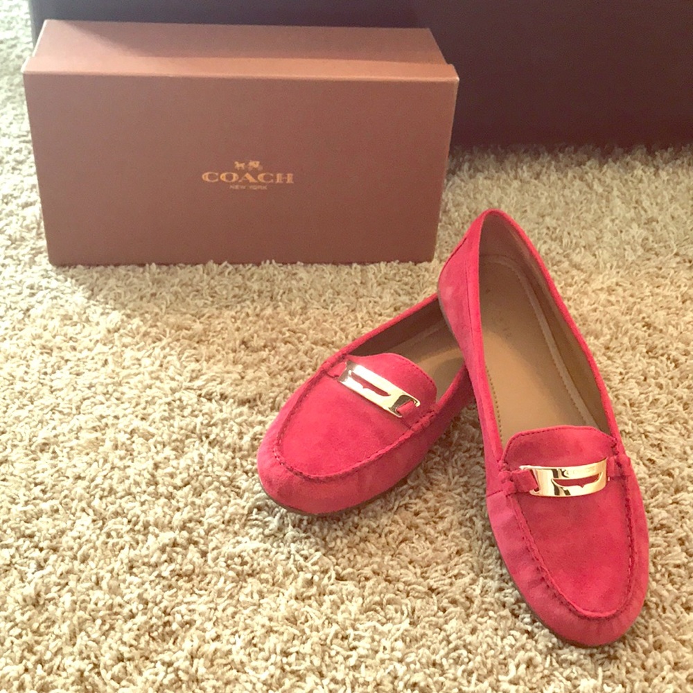 Red Coach loafers.